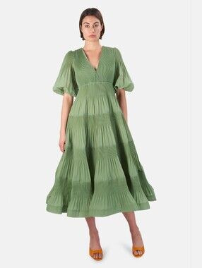zimmermann anneke wrap midi dress Zimmermann Anneke Wrap Midi Dress Olive Bird Size 2
